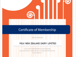 Milk New Zealand Dairy Limited is a member of GS1 and has it's own licensed Bar Code numbers available for all its products